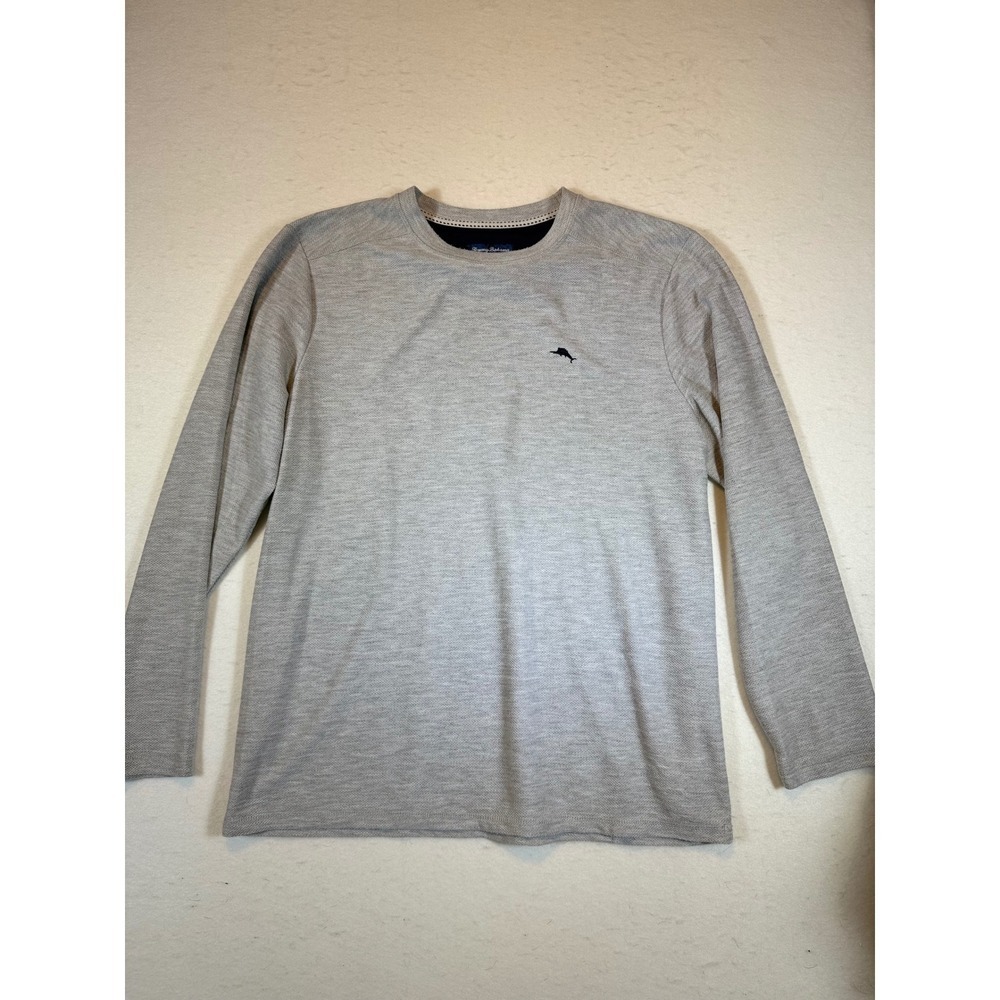 Tommy Bahama Mens Large Gray Long Sleeve Crew Neck T Shirt